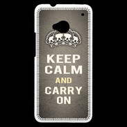 Coque HTC One Keep Calm and Carry on Gris