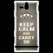 Coque Sony Xperia U Keep Calm and Carry on Gris