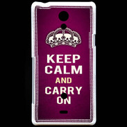 Coque Sony Xperia T Keep Calm and Carry on Rose