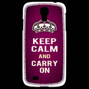 Coque Samsung Galaxy S4 Keep Calm and Carry on Rose