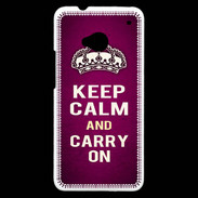 Coque HTC One Keep Calm and Carry on Rose