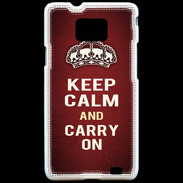 Coque Samsung Galaxy S2 Keep Calm and Carry on Rouge