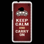 Coque HTC One Keep Calm and Carry on Rouge