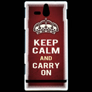 Coque Sony Xperia U Keep Calm and Carry on Rouge