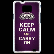 Coque Samsung Galaxy S2 Keep Calm and Carry on Violet