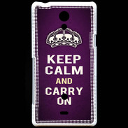 Coque Sony Xperia T Keep Calm and Carry on Violet