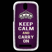 Coque HTC One SV Keep Calm and Carry on Violet