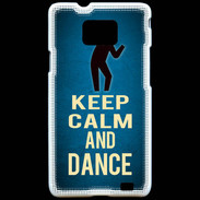 Coque Samsung Galaxy S2 Keep Calm and Dance Bleu