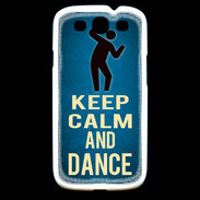 Coque Samsung Galaxy S3 Keep Calm and Dance Bleu