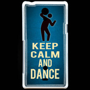 Coque Sony Xperia T Keep Calm and Dance Bleu