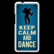Coque HTC One Keep Calm and Dance Bleu