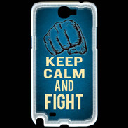 Coque Samsung Galaxy Note 2 Keep Calm and Fight Bleu