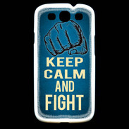 Coque Samsung Galaxy S3 Keep Calm and Fight Bleu