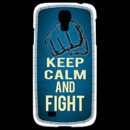 Coque Samsung Galaxy S4 Keep Calm and Fight Bleu