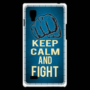 Coque LG Optimus L9 Keep Calm and Fight Bleu