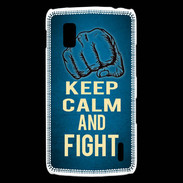 Coque LG Nexus 4 Keep Calm and Fight Bleu