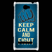 Coque HTC Windows Phone 8S Keep Calm and Fight Bleu