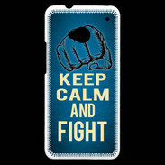 Coque HTC One Keep Calm and Fight Bleu
