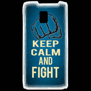 Coque LG P990 Keep Calm and Fight Bleu