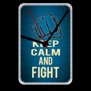 Grande pendule murale Keep Calm and Fight Bleu
