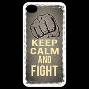 Coque iPhone 4 / iPhone 4S Keep Calm and Fight Gris