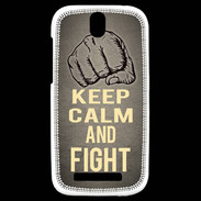 Coque HTC One SV Keep Calm and Fight Gris