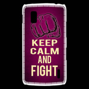Coque LG Nexus 4 Keep Calm and Fight Rose