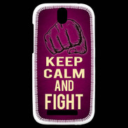 Coque HTC One SV Keep Calm and Fight Rose