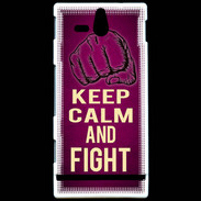 Coque Sony Xperia U Keep Calm and Fight Rose