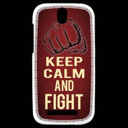 Coque HTC One SV Keep Calm and Fight Rouge