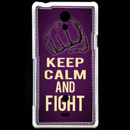 Coque Sony Xperia T Keep Calm and Fight Violet