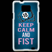 Coque Samsung Galaxy S2 Keep Calm and Fist BLeu