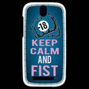Coque HTC One SV Keep Calm and Fist BLeu
