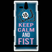 Coque Sony Xperia U Keep Calm and Fist BLeu