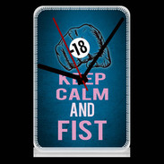 Pendule de bureau Keep Calm and Fist BLeu