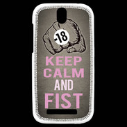 Coque HTC One SV Keep Calm and Fist Gris