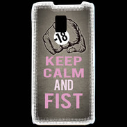 Coque LG P990 Keep Calm and Fist Gris