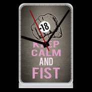 Pendule de bureau Keep Calm and Fist Gris