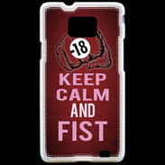 Coque Samsung Galaxy S2 Keep Calm and Fist Rouge