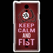 Coque Sony Xperia T Keep Calm and Fist Rouge