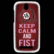 Coque HTC One SV Keep Calm and Fist Rouge