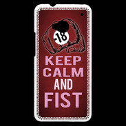 Coque HTC One Keep Calm and Fist Rouge