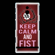 Coque Sony Xperia P Keep Calm and Fist Rouge