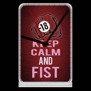 Pendule de bureau Keep Calm and Fist Rouge