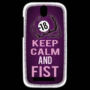 Coque HTC One SV Keep Calm and Fist Violet