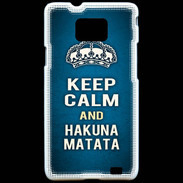 Coque Samsung Galaxy S2 Keep Calm and Hakuna Matata Bleu
