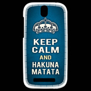 Coque HTC One SV Keep Calm and Hakuna Matata Bleu