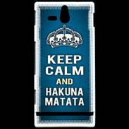 Coque Sony Xperia U Keep Calm and Hakuna Matata Bleu