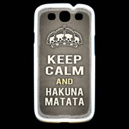 Coque Samsung Galaxy S3 Keep Calm and Hakuna Matata Gris