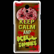 Coque Sony Xperia T Keep Calm and Kill Zombies Orange